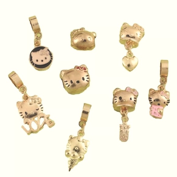 Sanrio Hello Kitty Charm Bracelet Adjustable Gold-Tone 8 Charms Included NEW - Picture 3 of 6